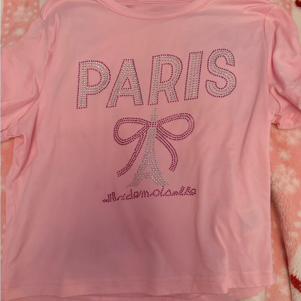SHEIN Pink Paris Tee Short Sleeve